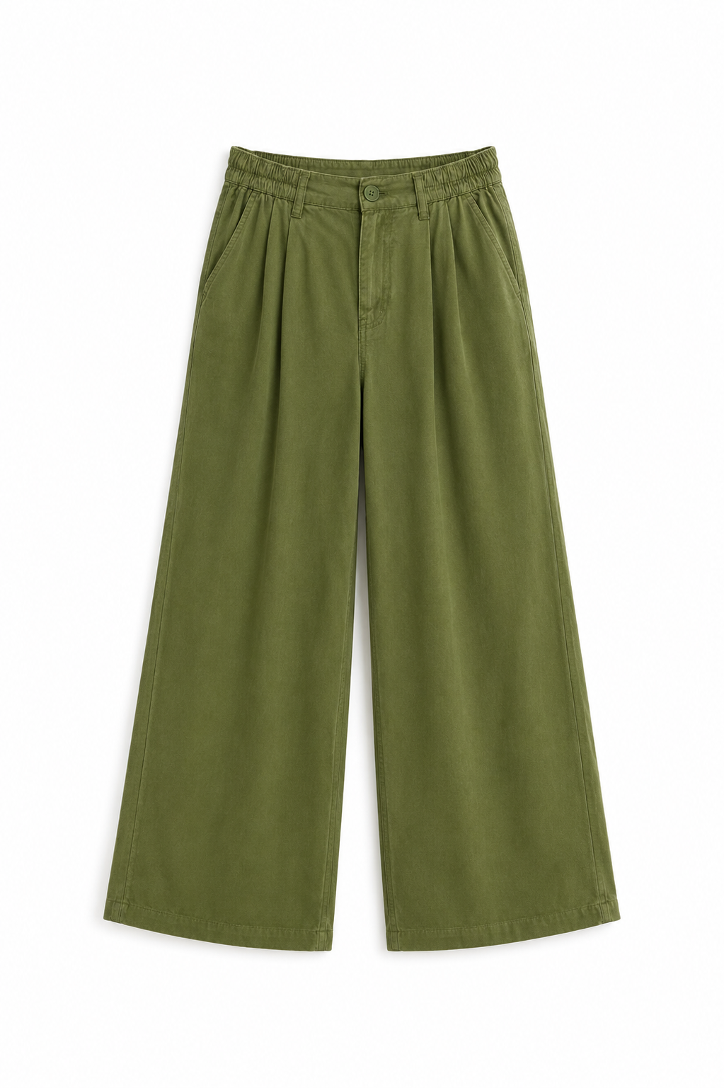 Olive Green Wide-Leg Pants