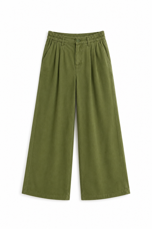 Olive Green Wide-Leg Pants