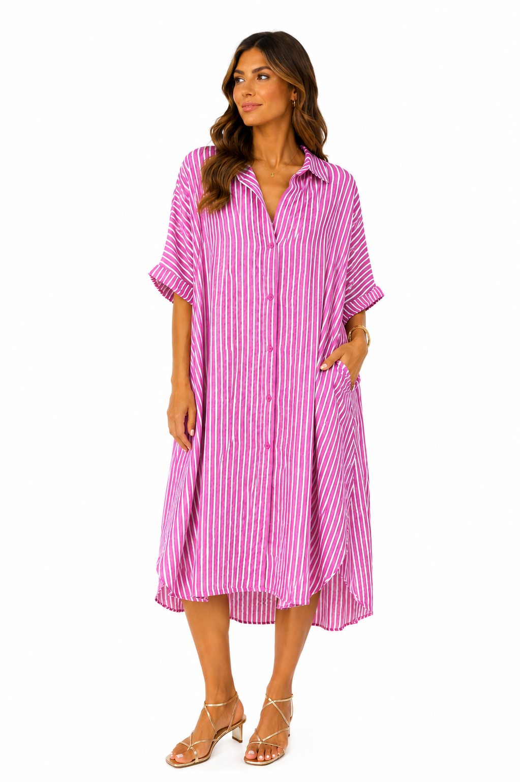 Carmakoma Striped Oversized Shirt Dress