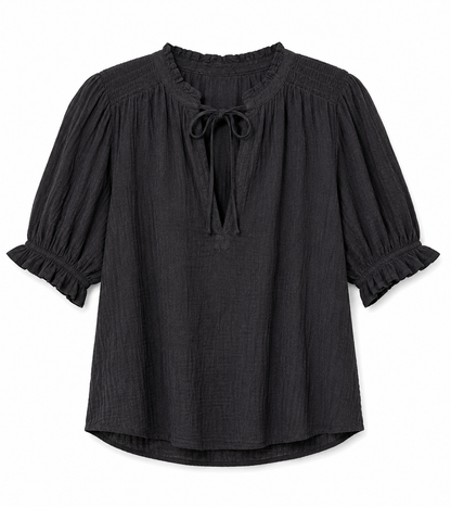 W Textured Tie-Neck Blouse – Product Description