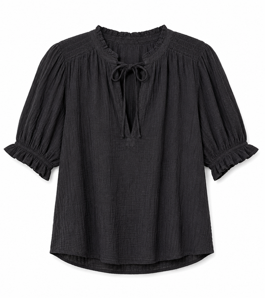 W Textured Tie-Neck Blouse – Product Description