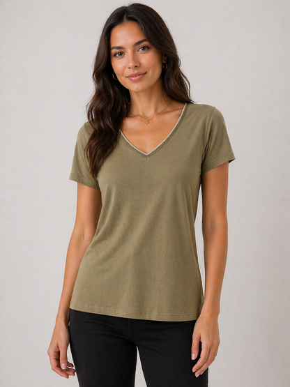 Vero Moda Olive V-Neck Blouse