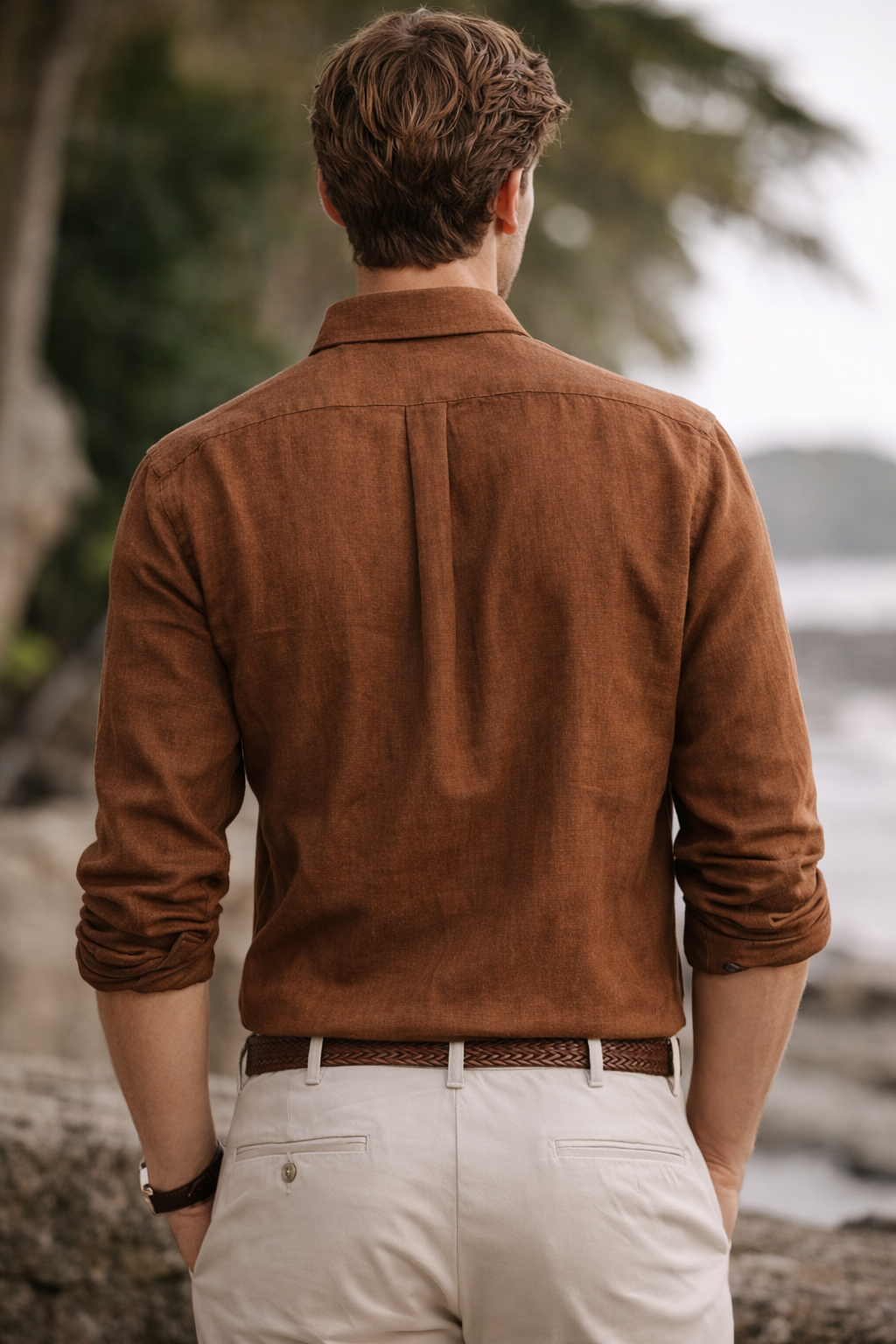 Polo Ralph Lauren Textured Shirt – Brown (Slim Fit)