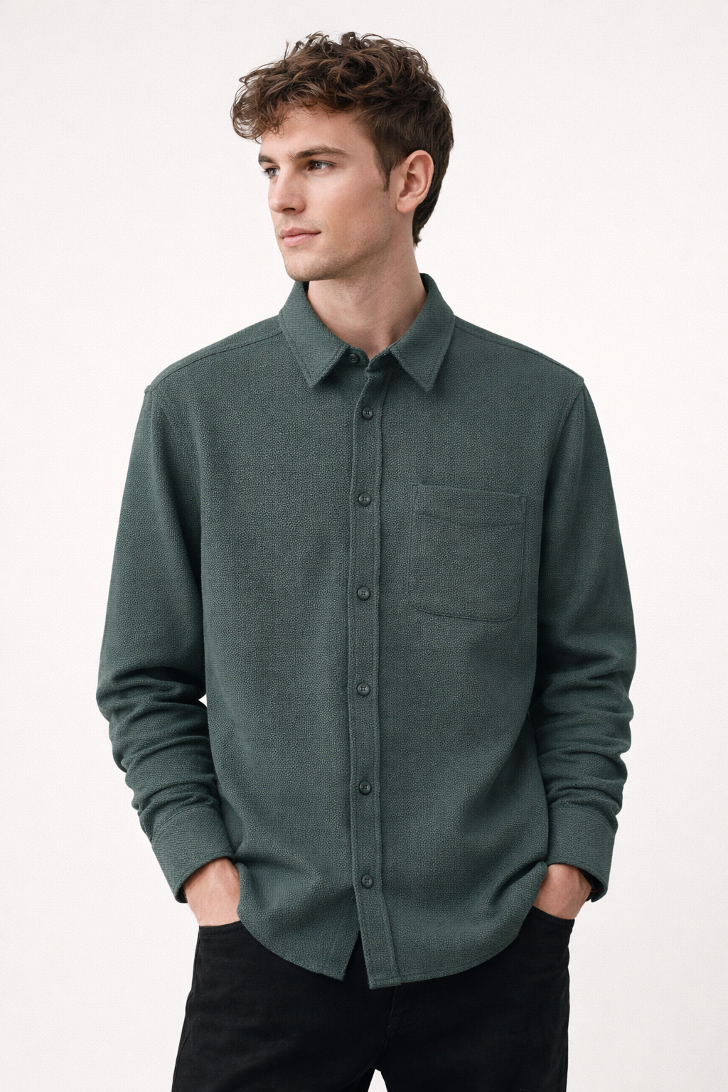 ZARA Textured Shirt – Deep Green