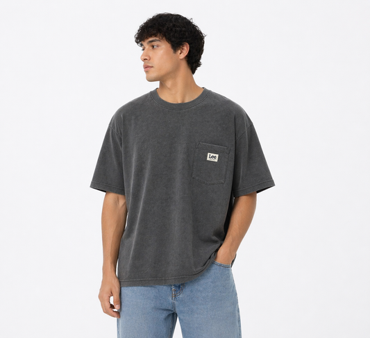 Lee Pocket T-Shirt – Washed Dark Grey (Regular Fit)
