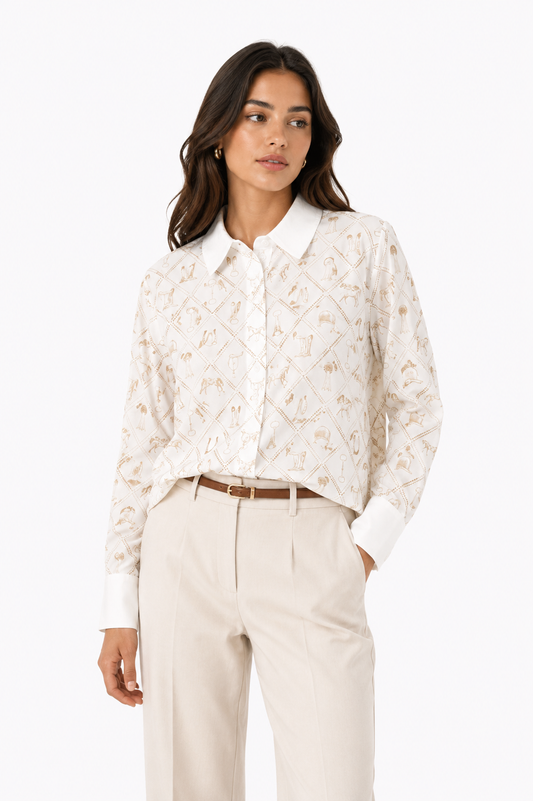 Joules – Equestrian Print Button-Up Shirt