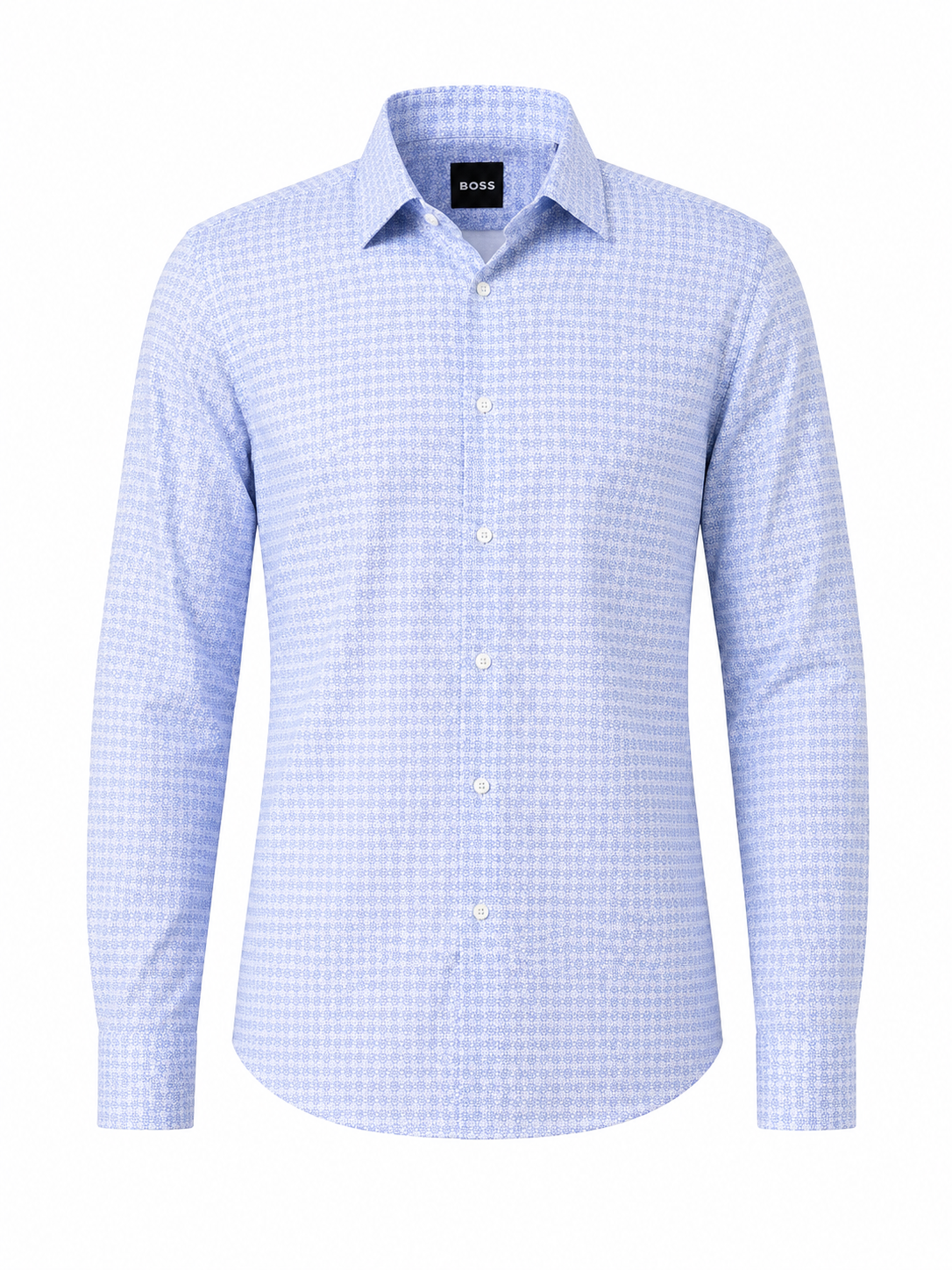 BOSS Light Blue Micro-Pattern Slim-Fit Shirt