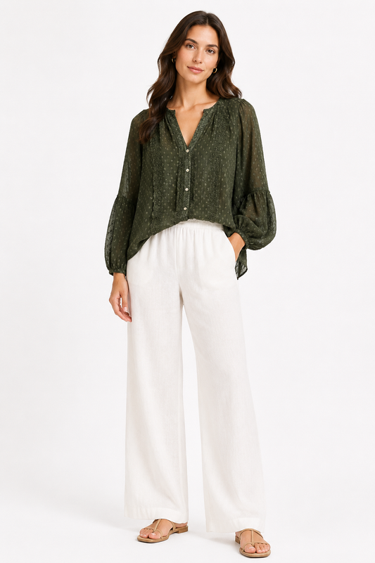 Zara Textured Sheer Blouse – Product Description