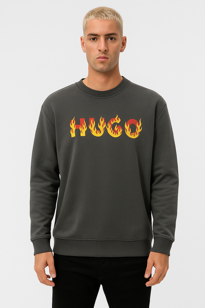 HUGO men’s crewneck sweatshirt in bold royal blue