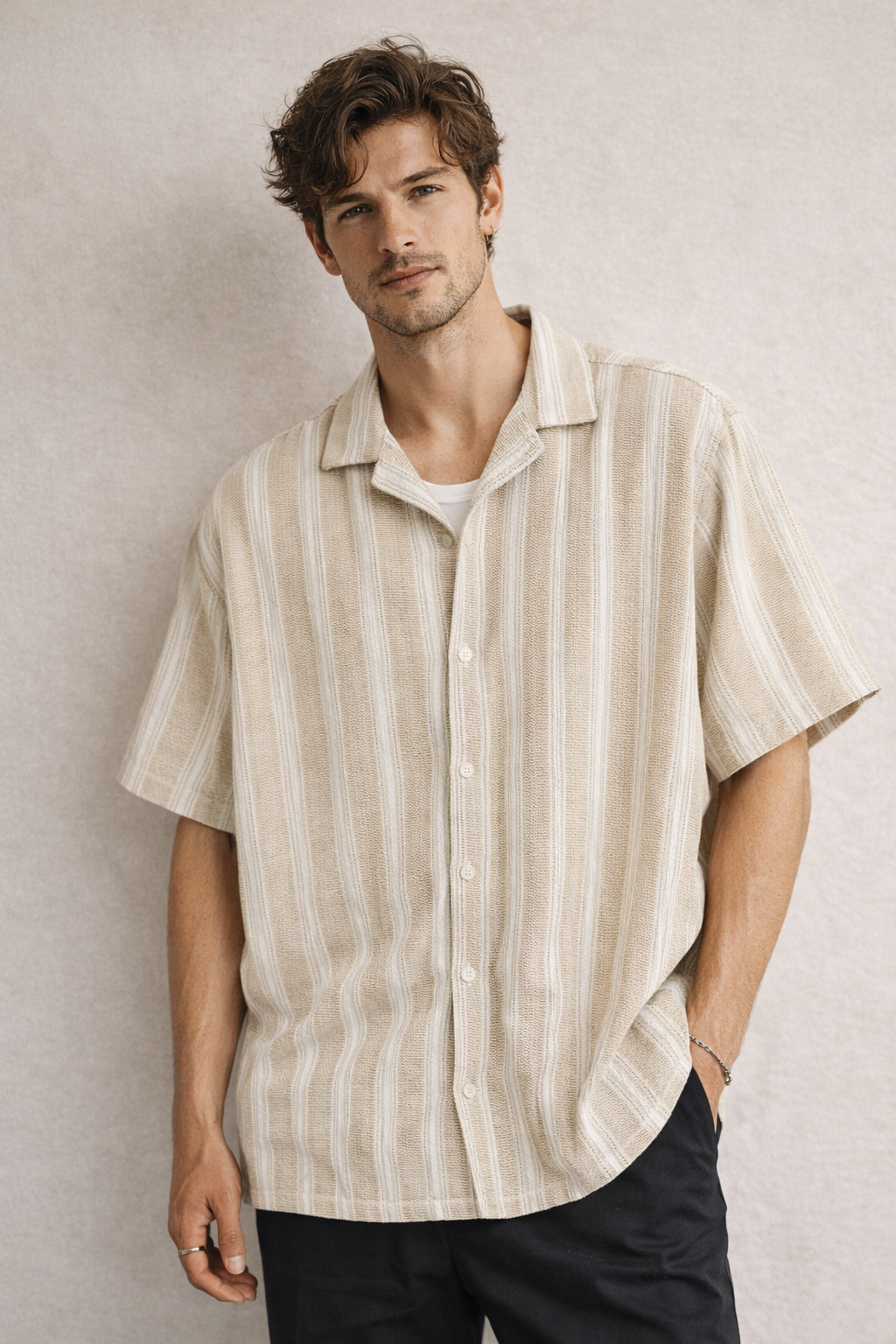 ZARA Oversized Textured Stripe Shirt