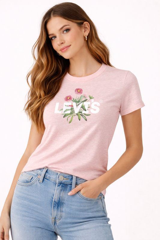 Levi’s® Women’s Floral Logo T-Shirt (Soft Pink)