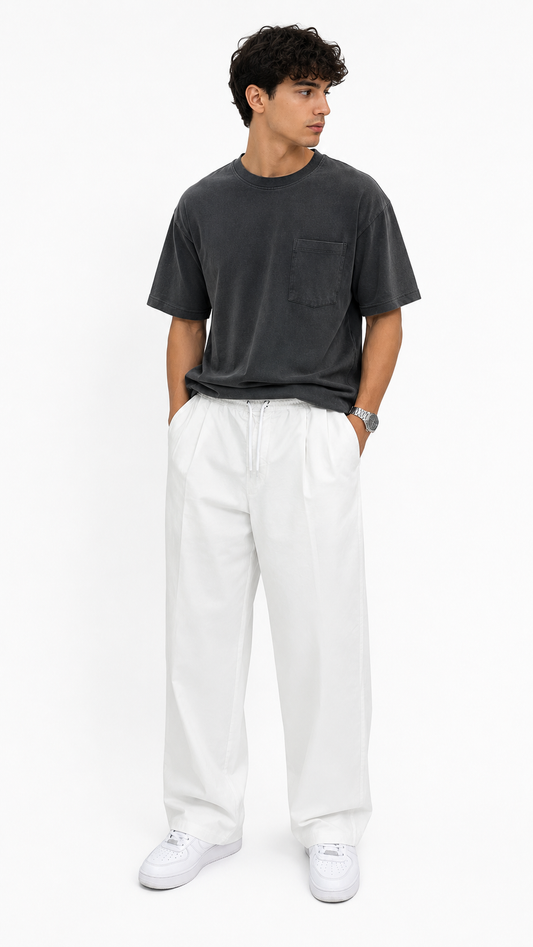 Zara Relaxed Drawstring Wide-Leg Trousers