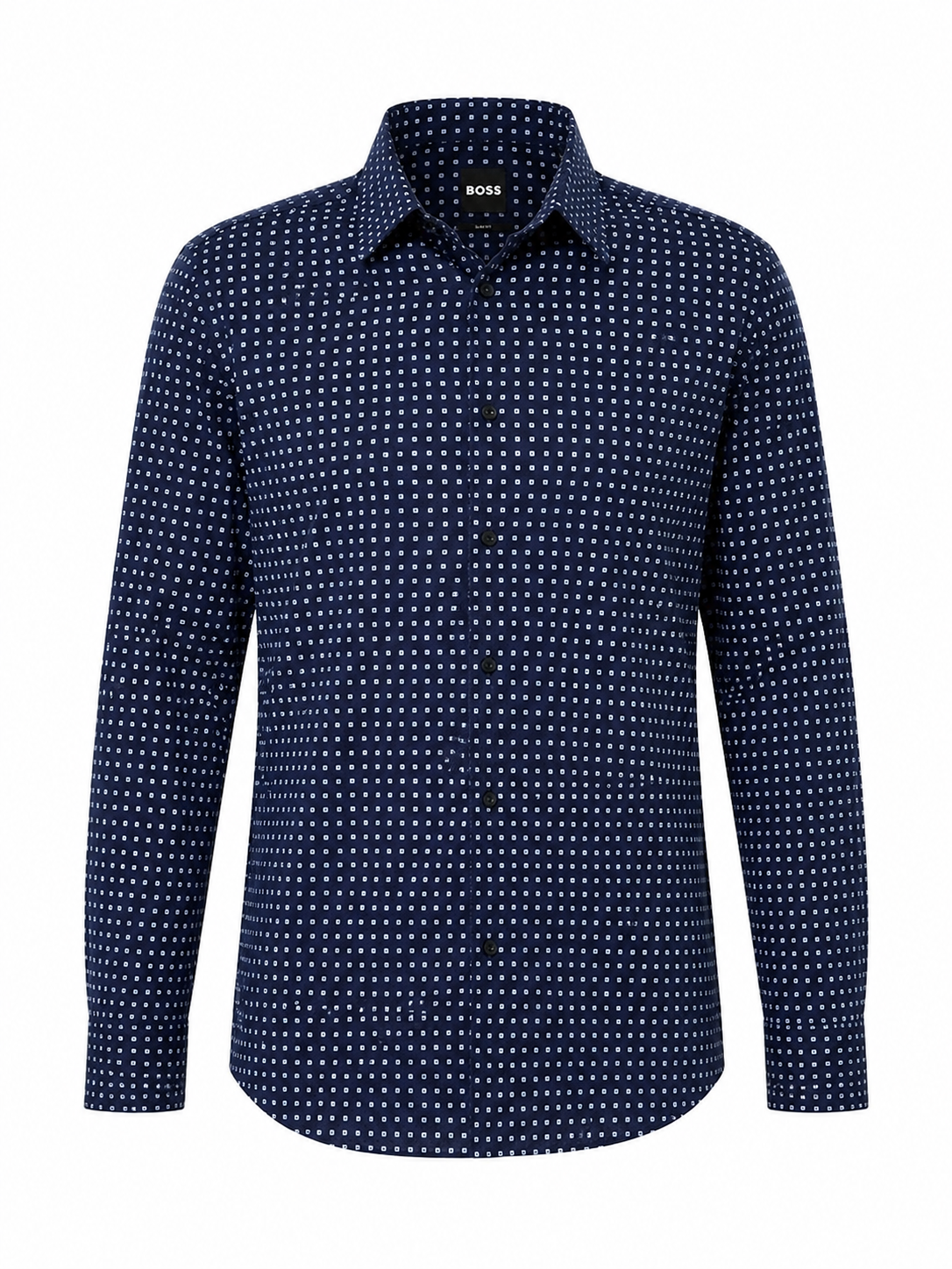 BOSS Navy Micro-Print Slim-Fit Shirt