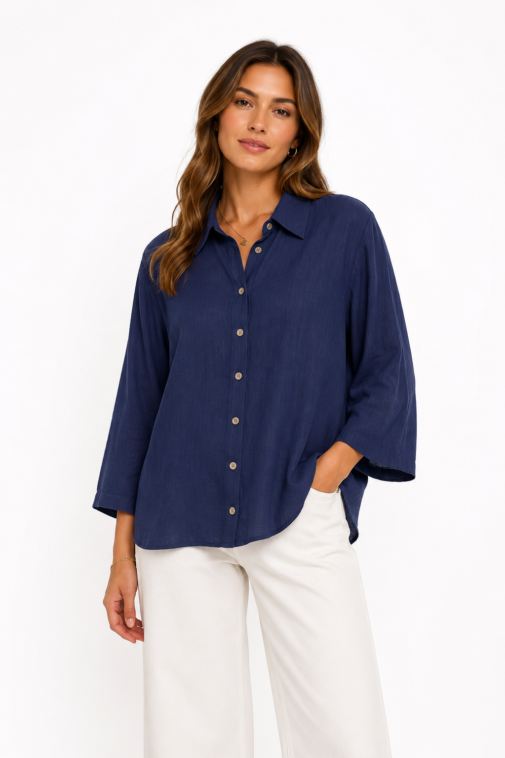 Signature Relaxed Button-Front Shirt