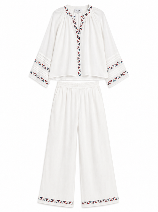 Sea Embroidered Two-Piece Set – Product Description