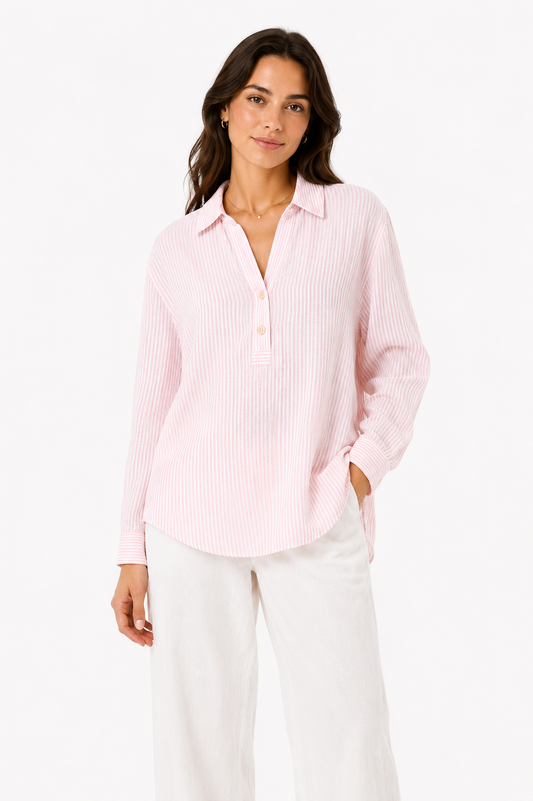 Linen Blend Striped Shirt