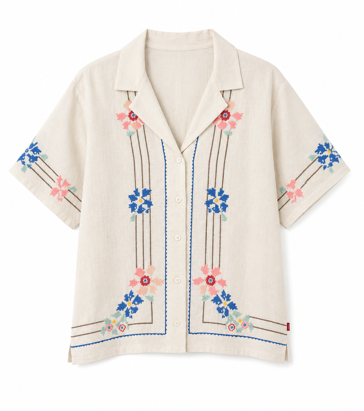 Levi's – Embroidered Linen-Blend Button-Up Blouse