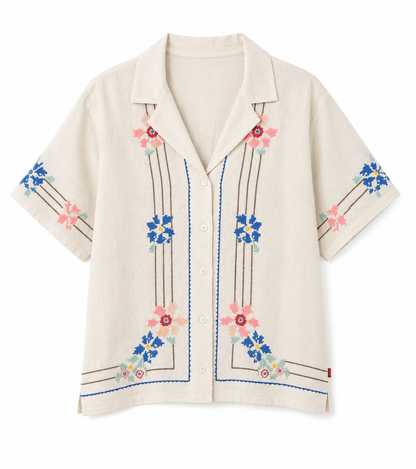 Levi's – Embroidered Linen-Blend Button-Up Blouse