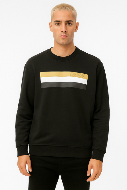 BOSS men’s crewneck sweatshirt in an elegant muted green tone