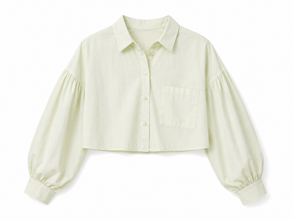 Ann Taylor Cropped Balloon Sleeve Shirt