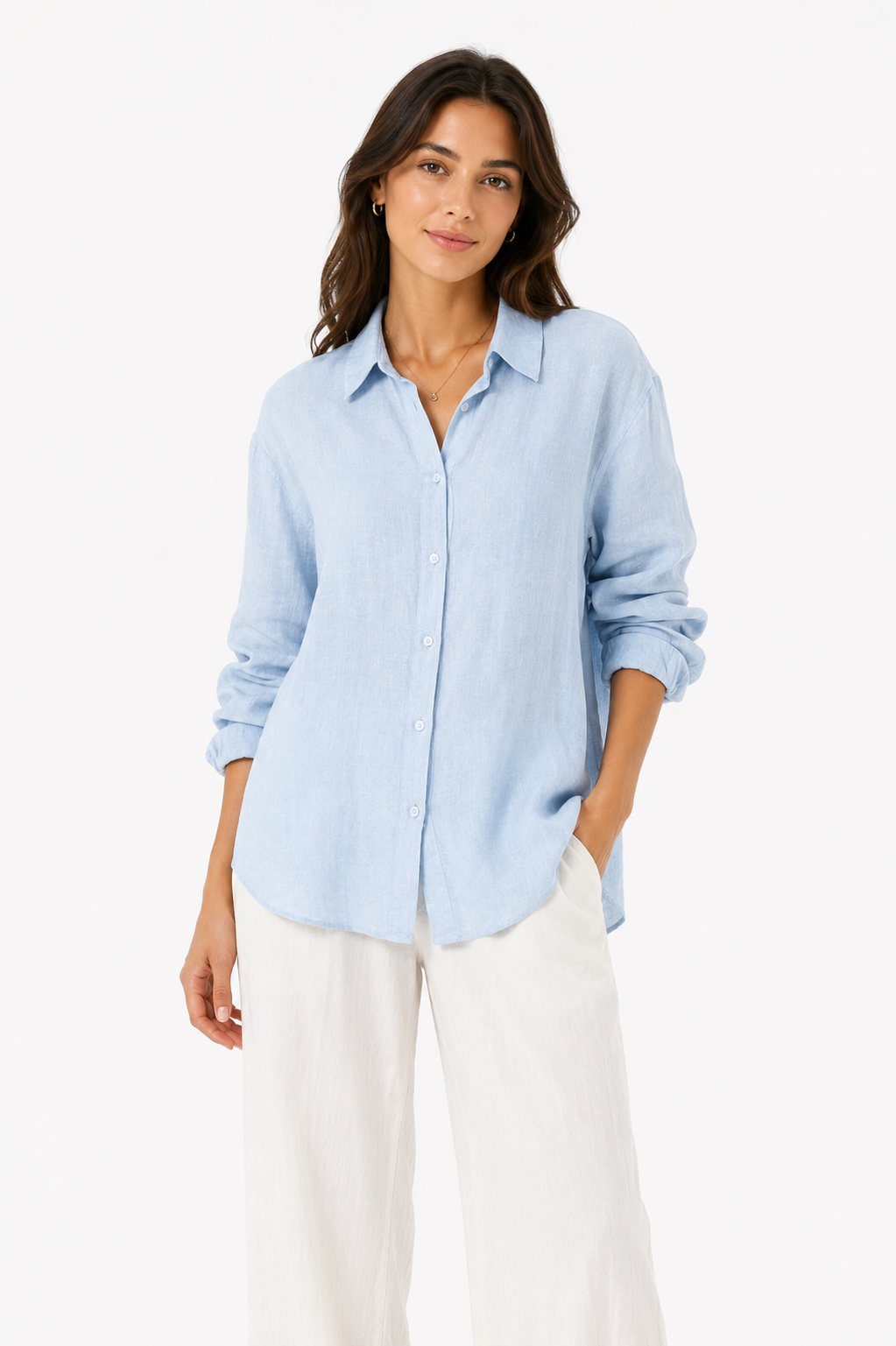 Stradivarius – Relaxed Linen Blend Shirt