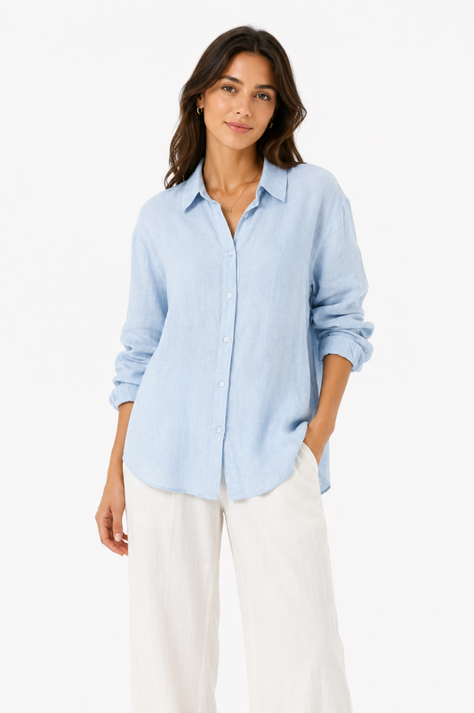 Stradivarius – Relaxed Linen Blend Shirt