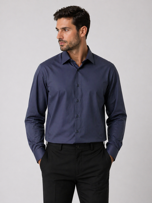 BOSS Dark Navy Slim-Fit Dress Shirt