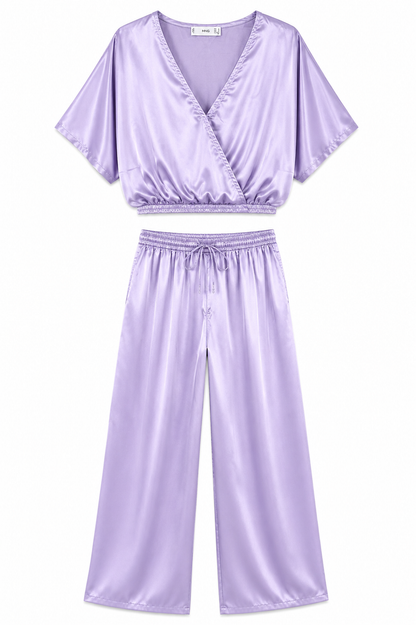 MANGO Satin Two-Piece Set – Lavender