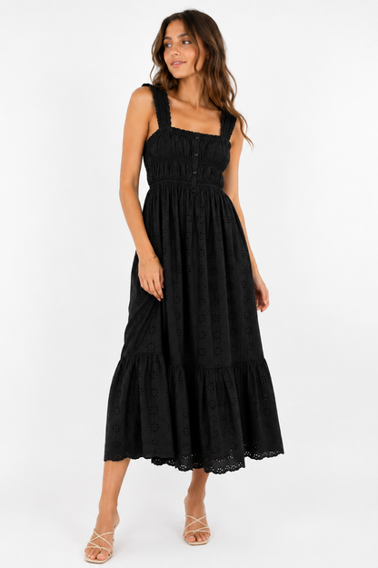 Levi's Eyelet Smocked Midi Dress