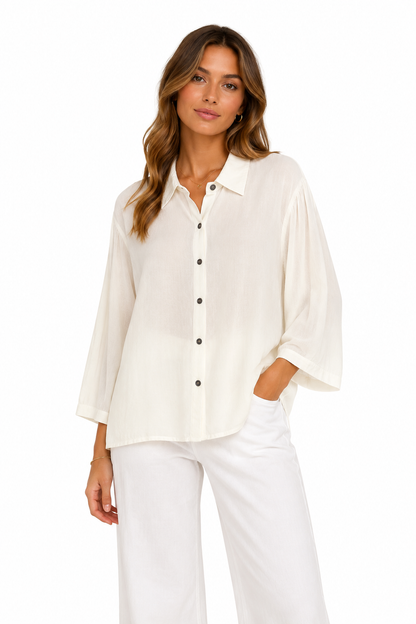 Signature Relaxed Button-Front Shirt