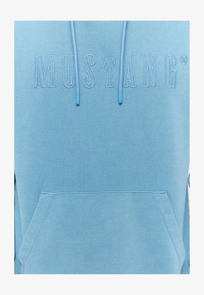 Mustang Unisex Embroidered Logo Hoodie – Light Blue