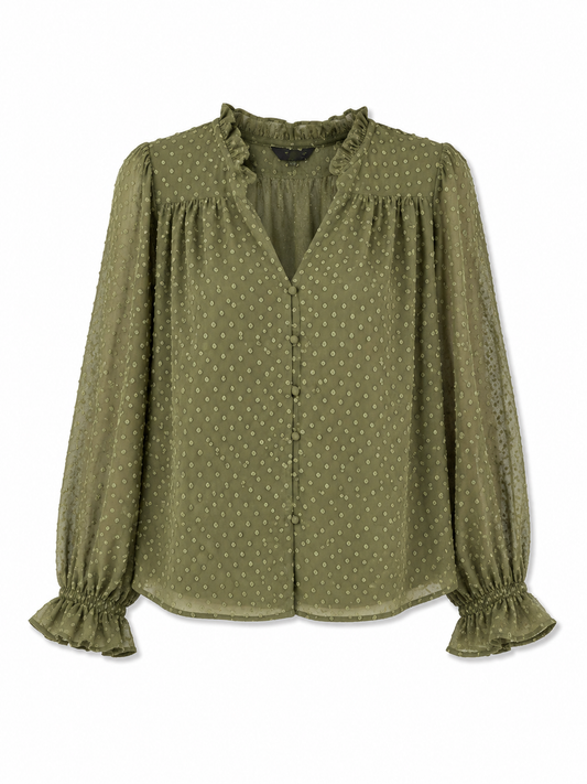 Zara Khaki Textured Blouse