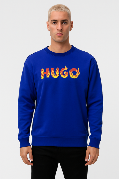 HUGO men’s crewneck sweatshirt in bold royal blue