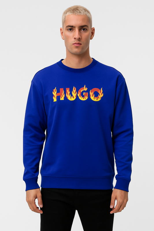 HUGO men’s crewneck sweatshirt in bold royal blue