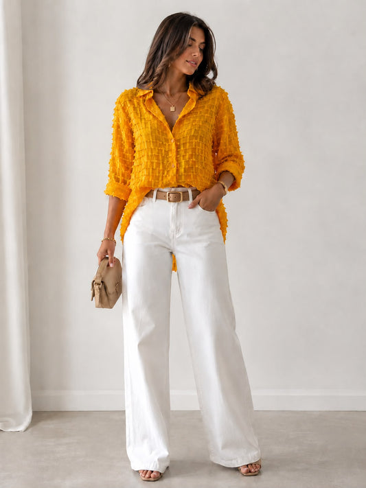 Zara – Textured Sheer Button-Up Shirt