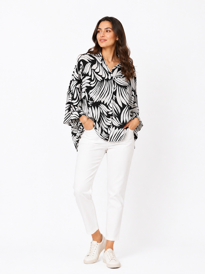 On Black & White Printed Shirt
