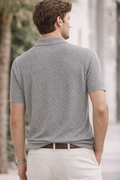 ZARA Textured Knit Polo Blouse