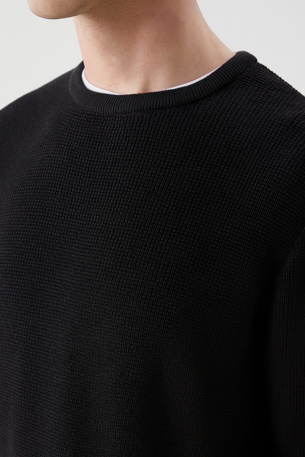 LC Waikiki – Textured Knit Long-Sleeve Blouse (Black)