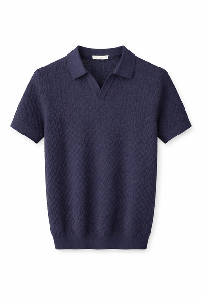 ZARA Textured Knit Polo Blouse