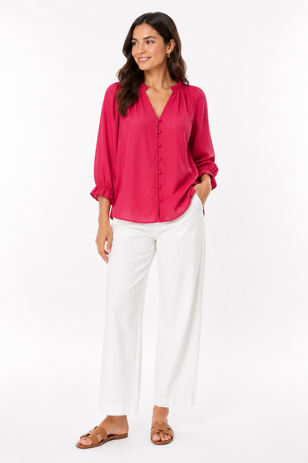 AE Pink Button-Front Blouse