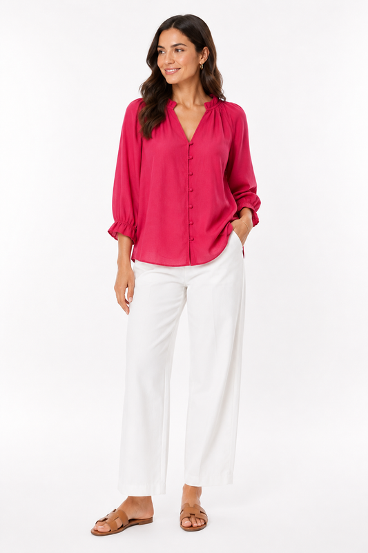 AE Pink Button-Front Blouse