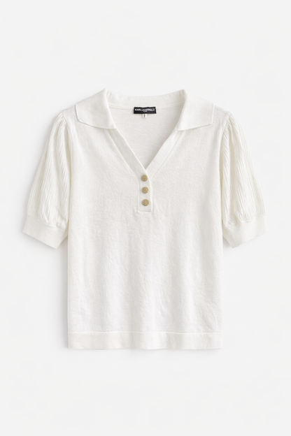 Karl Lagerfeld Paris Elegant Knit Blouse – Off White