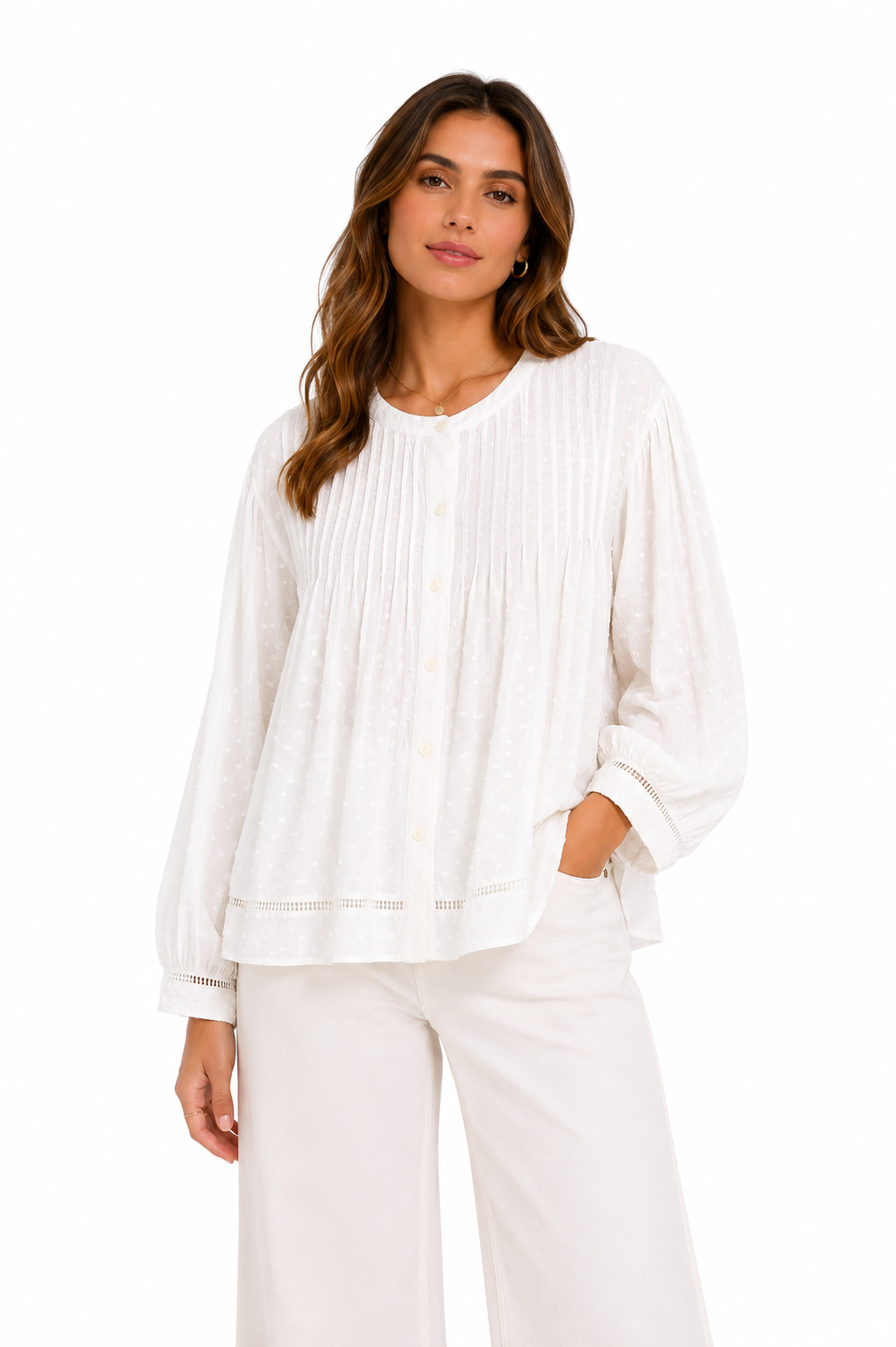 W Textured Pintuck Blouse