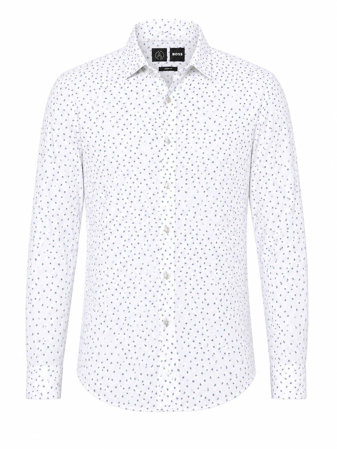 BOSS White Patterned Slim-Fit Shirt