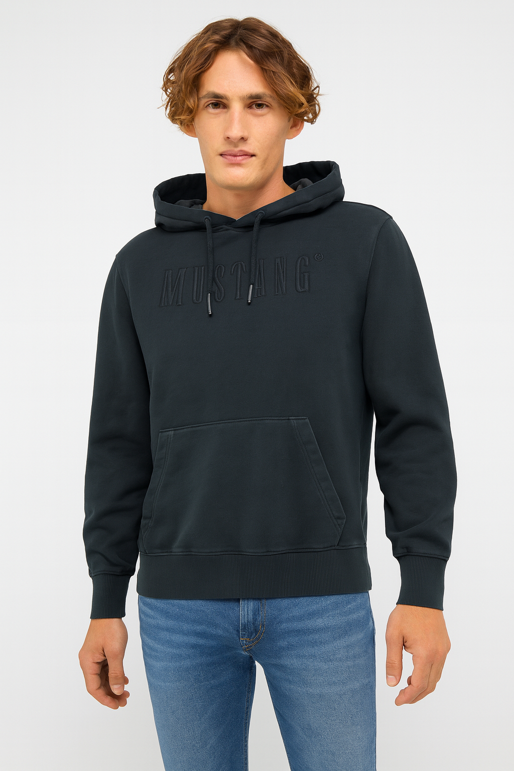 Mustang Unisex Embroidered Logo Hoodie – Black