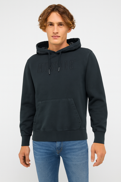 Mustang Unisex Embroidered Logo Hoodie – Black