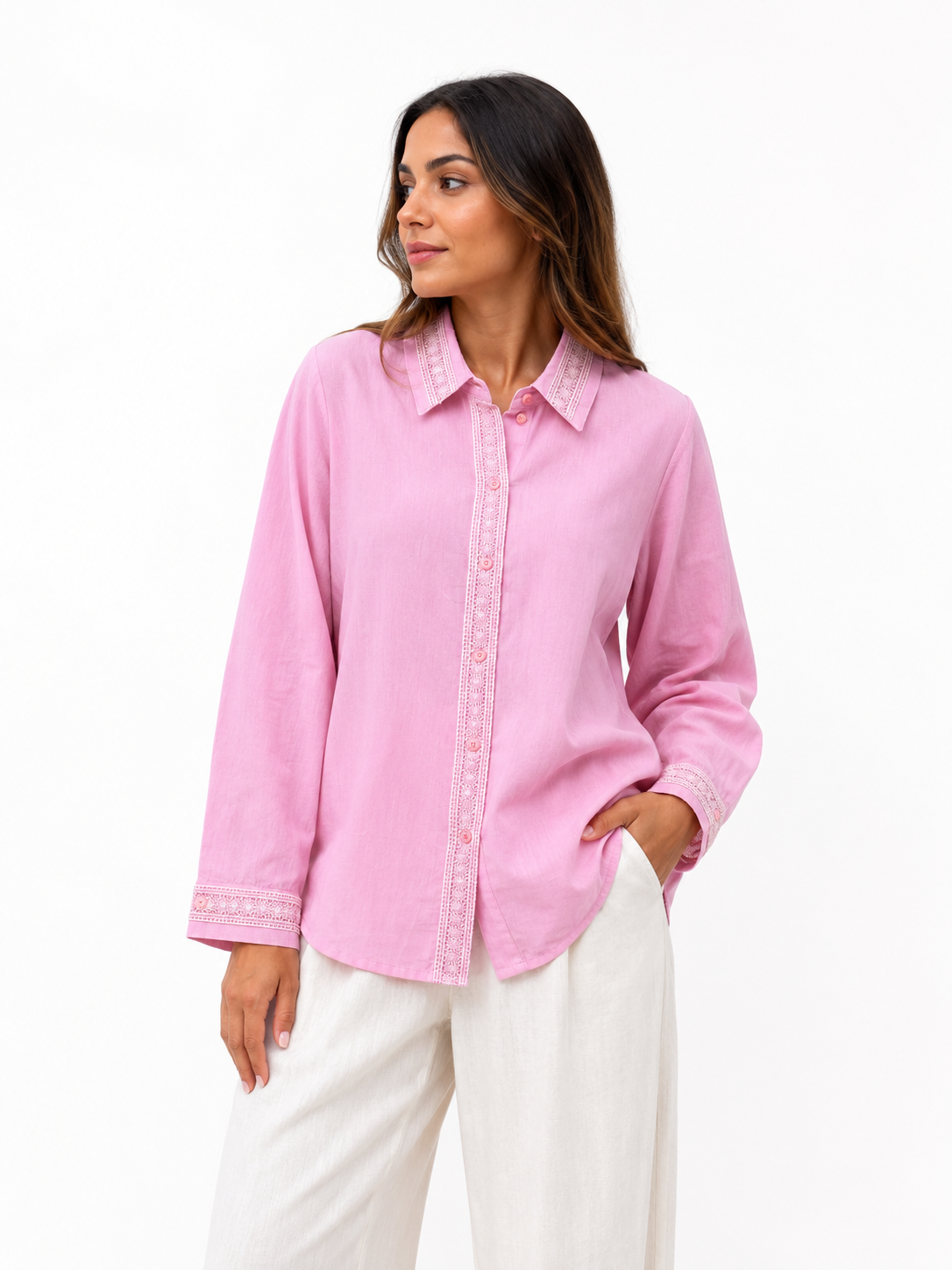Stradivarius Lace Trim Shirt