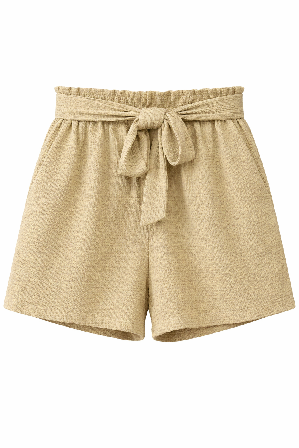 George High-Waist Tie Shorts – Beige