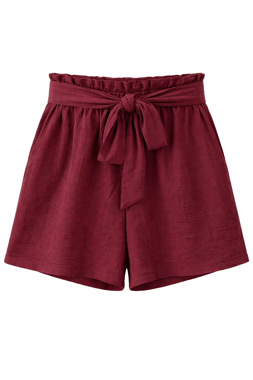 George High-Waist Tie Shorts – Burgundy