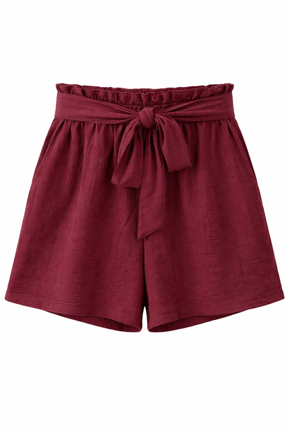 George High-Waist Tie Shorts – Burgundy